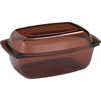 Mísa 3,5l hran.AMBER+víko 1,6l, hnědá, var.sklo, zapék. SIMAX