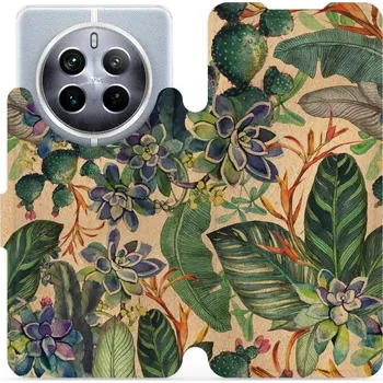 Pouzdro na mobilní telefon Flipové pouzdro Mobiwear - Realme 12 5G - VP05S Sukulenty (Knížkové flip pouzdro, obal, kryt na mobil Realme 12 5G - VP05S Sukulenty, materiál Umělá kůže + TPU - ochrana 360°, stojánek, silikonová vanička, magnetické zavírání)