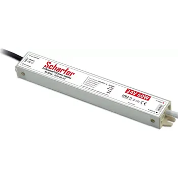Napájecí zdroj pro osvětlení Napájecí zdroj 60W 2,5A 24VDC pro LED zdroje a LED moduly profesionální IP67 222x29x21 mm Scharfer *SCH-060-24