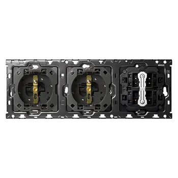 vypínač Simon 100 10010323-039 Sestava 3 násobná: 2 zásuvky + 2 přepínače střídavé, řazení 6