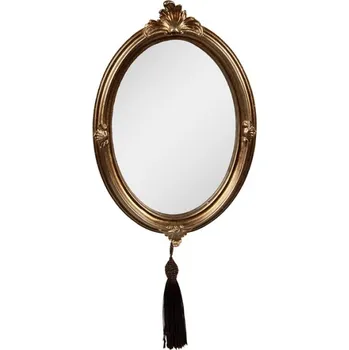 Zrcadlo Bronzové nástěnné oválné zrcadlo s třásní – 16x2x23 cm