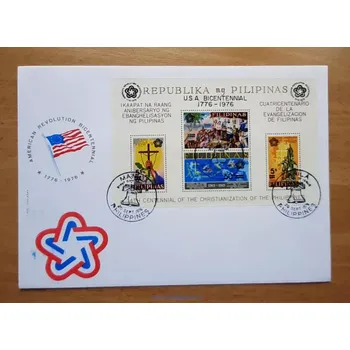 Sběratelství Filipíny FDC aršík Bl 9a, 100. výročí americké revoluce, r. 1976