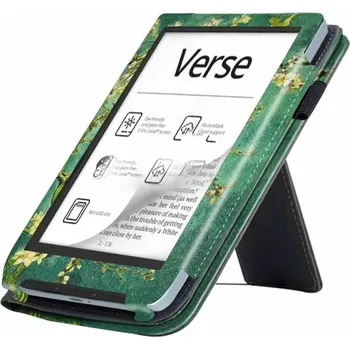 Pouzdro na čtečku elektronické knihy ARMORI Holder T050 - pouzdro se stojánkem pro Pocketbook 629/634 Verse (Pro) - motiv Blue Garden, magnet, AutoSleep + BONUSY