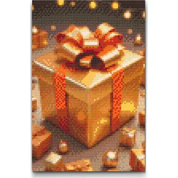 Diamantové malování Diamantové malování - Zlatý vánoční dárek Velikost: 20x30cm, Rámování: Pouze srolované plátno, Diamanty: Kulaté