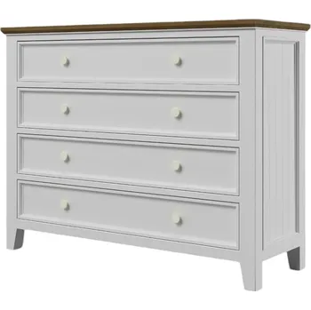 Komoda Komoda PROVENCE K8P4S z masivu bílá Barevné provedení: Bílá, Provedení: SLIM - šuplíky s pojezdy