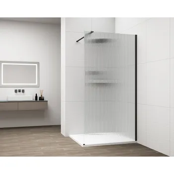 ESCA BLACK MATT jednodílná sprchová zástěna k instalaci ke stěně, sklo Flute, 1500 mm