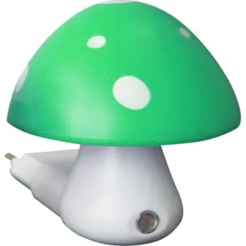 Noční světlo ACA Lighting LED dětská noční lampička do zásuvky Muchomůrka zelená 0,4W/230V/6400K, soumrakový senzor