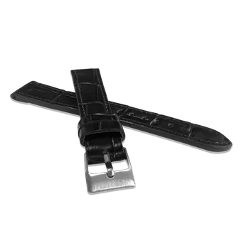 Řemínek na hodinky LAVVU Černý prošitý řemínek CROCO z luxusní kuže Top Grain - 14 LSJUB14