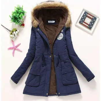 Dámská parka Dámská parka s kožíškem Velikost: M, Barva (Varianta): Tmavě modrá