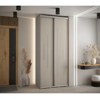 Šatní skříň Šatní skříň Dakota 12 - hloubka 45 cm Rozměry: 100 cm, Pásky / úchyty: Stříbrné, Barva korpusu + barva dveří: Kašmír