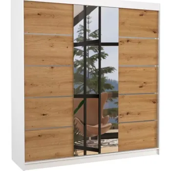 Šatní skříň ArtAdrk Šatní skříň BERGEN | bílá/dub artisan 200 cm