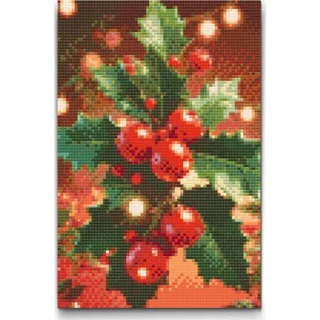 Diamantové malování Diamantové malování - Větvička cesmíny Velikost: 20x30cm, Rámování: Pouze srolované plátno, Diamanty: Kulaté