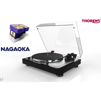 Gramofon Thorens TD 402 DD + Nagaoka MP-200 - gramofonový přístroj s přímým pohonem - černý