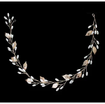 Ozdoba do vlasů B-TOP Ozdoba do vlasů s perlami a zlatými lístky