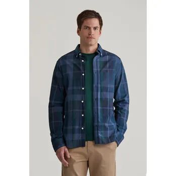 Pánské oblečení KOŠILE GANT REG GMNT DYED CHECK SHIRT DUSTY NAVY