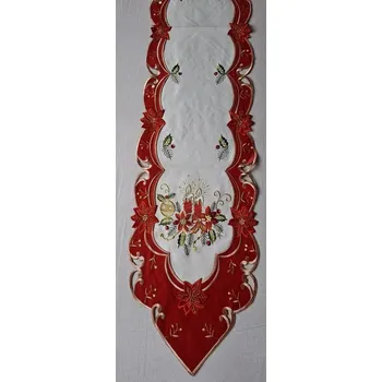ubrus UBRUS vyšívaný 160 x 30 vánoční červený lem