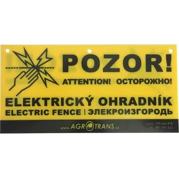 Ohradník Výstražná tabulka "Pozor elektrický ohradník" - cz/aj/rusky
