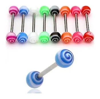 Piercing Piercing činka chirurgická ocel s UV kuličkami HWBAQ0087