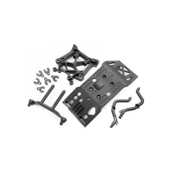 RC vybavení 1:8 Savage X/XL: Ochranná deska podvozku, držák tlumičů + karosérie, sada
