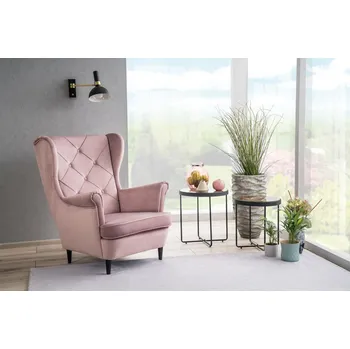 Křeslo MAMBA křeslo Lady Velvet, sametová růžová, wenge