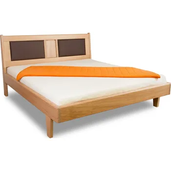 Postel Krajča Manželská postel z masivu Frontera 160 x 200 cm (dub) Povrchová úprava dřeva: Bezbarvý lak PUR, Druh dřeva: Dub, Barva čalounění: Šedá