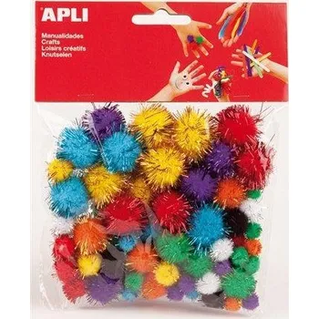 Výtvarná sada Apli Bambulky Creative, mix barev, třpytivé, APLI ,balení 78 ks 20814