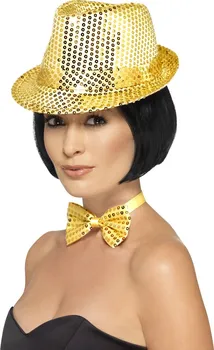 Karnevalový doplněk Smiffys Flitrový klobouk zlatý