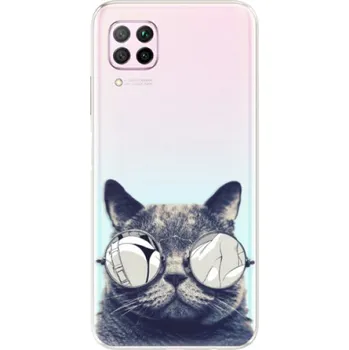 Pouzdro na mobilní telefon Silikonové pouzdro iSaprio - Huawei P40 Lite - Crazy Cat 01 (Odolný silikonový kryt, obal, pouzdro iSaprio - Huawei P40 Lite - Crazy Cat 01 - skvělá ochrana a pružnost, stylový UV potisk, lehkost, tiskne se v České republice)
