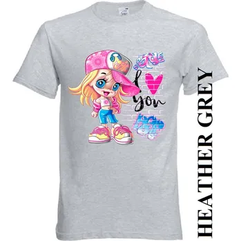 Dívčí tričko levne-detske-tricko-potisk-miluji-barbie-graffiti Barva: Heather grey - vřesově šedá, velikost: 140