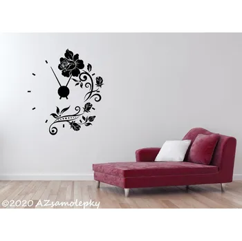 Hodiny Samolepicí hodiny na zeď - Růže - kolekce L - černý hodinový strojek