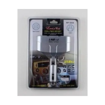 Elektrická zásuvka Zástrčka do auta 2x zásuvka, 2x USB