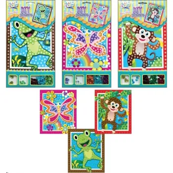 Mozaiková sada Mozaika se třpytivými flitry žába,opice 23x16cm