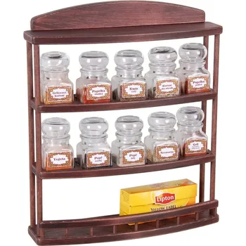 Drátěná police Polička na kořenky 727 - polička s deseti skleněnými kořenkami