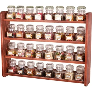 Drátěná police Polička na kořenky 792 - polička s dvaatřiceti skleněnými kořenkami