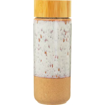 Sklenice Sass & Belle Bílá keramická láhev s bambusovým víčkem