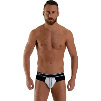 Pánské erotické prádlo Slipy Mister B URBAN Bronx Brief černo-bílé XL, pánské bavlněné slipy