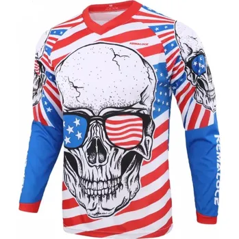 Moto dres Moto dres skull USA modro-bílo-červený