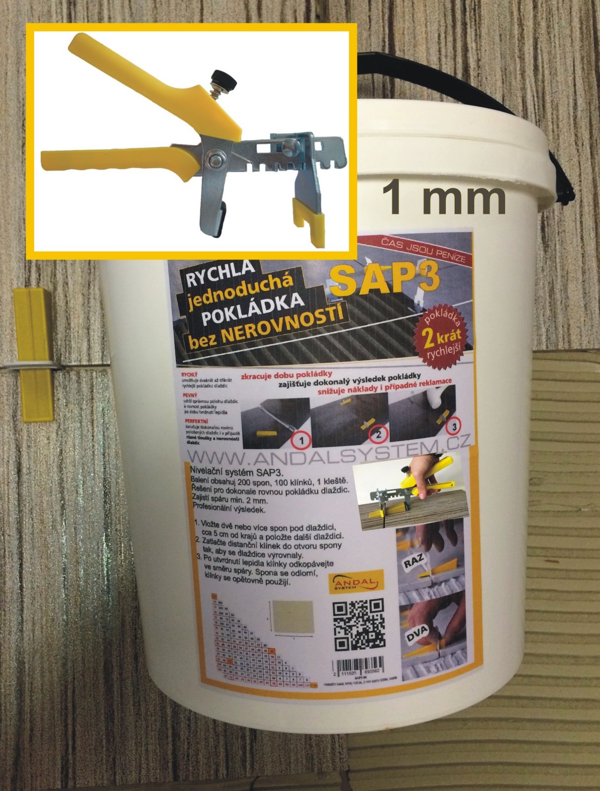 Andal System Nivelační Levelling system SAP3-1 mm, kompletní sada, kovové kleště