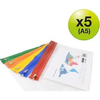 Obálka Obálka na zip Rapesco Zip Strip, mix barev, A5