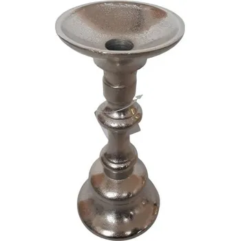 Svícen Kovový stříbrný svícen - Ø 9*22cm