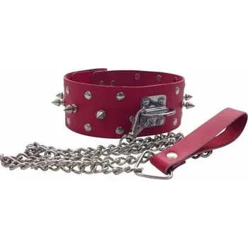 BDSM obojek obojek s vodítkem hroty Fetisch Slave, červený