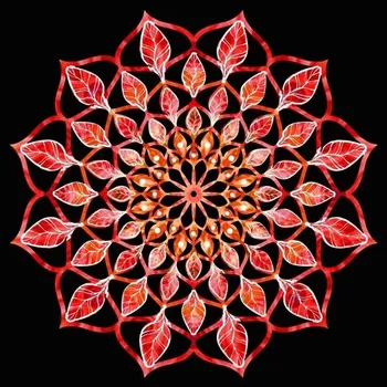 AMADEA Dřevěná dekorace mandala červená 9 cm