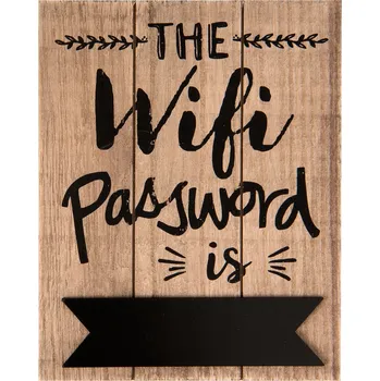 Plechová cedule Nástěnná dřevěná cedule na heslo Wifi - 16*1*20 cm