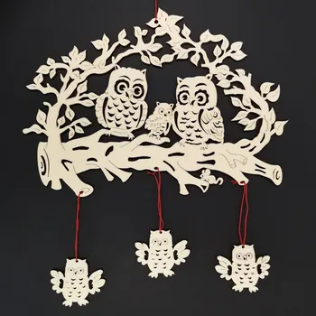 Dekorativní magnet AMADEA Dřevěný závěs sovy 23 cm