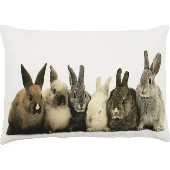 Dekorativní polštářek Bílý bavlněný polštář s králíčky Rabbi - 50*10*35cm
