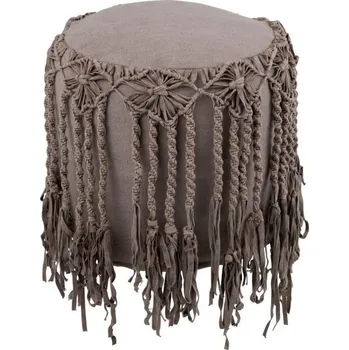 Stolička Bavlněný puf Macrame taupe - Ø 45*45cm