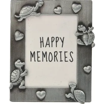 Rám na obraz Stříbrný fotorámeček s želvami - 4*5 cm