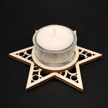 Vánoční dekorace AMADEA Dřevěný svícen hvězda, průměr 11 cm