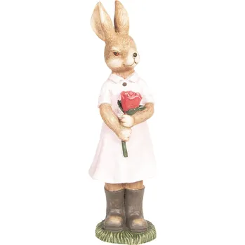 Bytová dekorace Velikonoční dekorativní soška Králičí slečna s růží - 19*18*60 cm