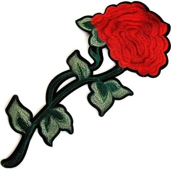 Textilní nažehlovací páska Nažehlovačka na rifle květy / růže - 3 červená